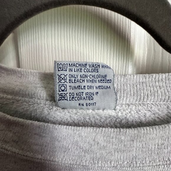 Vintage Women's Large Fall Puppy Sweatshirt Leaves Gray Cut Cropped Sleeve - Picture 10 of 11